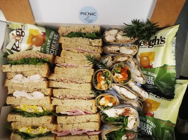 Large Lunch Platter for gatherings and work dos Selection of PICNIC's granary sandwiches & wraps served with Keogh's Crisps