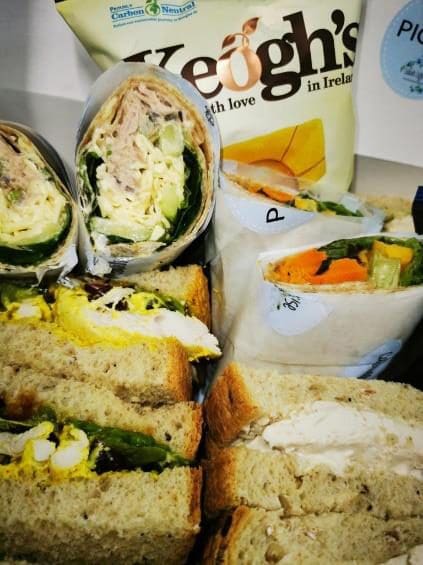 Medium Lunch Platter for gatherings and work dos Selection of PICNIC's granary sandwiches & wraps served with Keogh's Crisps
